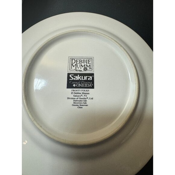 Debbie Mumm Oneida Frosty Folks 2 Coffee Cup & 4 Saucer Set Red Black White - Picture 7 of 9